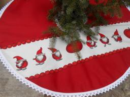 Christmas Red Tree Skirt Denmark Danish Scandinavian Scandi Ornament Gnome Nisse Swedish Nordic