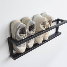 Metal Wall Mounted Shoe Rack, Floating Entryway Organizer - thumbnail 2