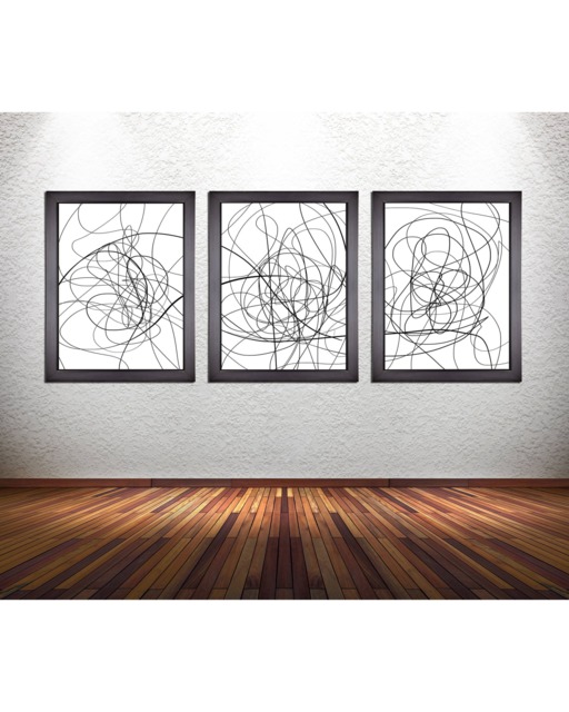 Set Of 3 Abstract Line Art Prints On Photo Paper, Canvas, Or Matte Paper - image 1