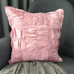 Soft Pink Satin Ruched Textured, Solid Pattern, Contemporary Throw Pillow Cover/Euro Sham - Dreamy - thumbnail 3