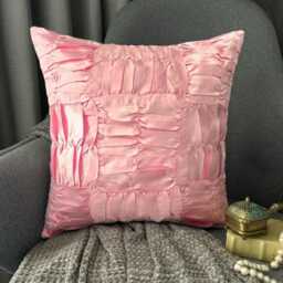 Soft Pink Satin Ruched Textured, Solid Pattern, Contemporary Throw Pillow Cover/Euro Sham - Dreamy - thumbnail 2