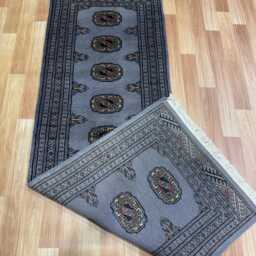2x6 Gray Color Bokhara Rug - Runner Hallway Luxury Bukhara Fine Quality Woolen Afghan - thumbnail 4
