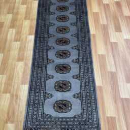 2x6 Gray Color Bokhara Rug - Runner Hallway Luxury Bukhara Fine Quality Woolen Afghan - thumbnail 2