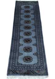 2x6 Gray Color Bokhara Rug - Runner Hallway Luxury Bukhara Fine Quality Woolen Afghan - thumbnail 1