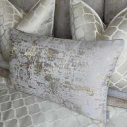 "Ivory Gold Cushion Cover, Marble Design Pillow Case Lumbar Size 12"" X 20"