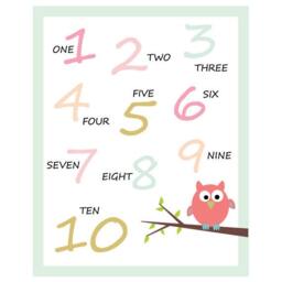 Set Of Two Abc & Numbers Poster Print in Peach Mint Gold- Owl On Branch - Nursery Wall Decor -11x14 - thumbnail 3