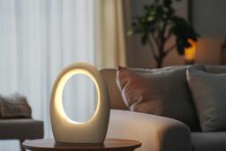 Ceramic Table Lamp With Sculptural Ring Glow, Contemporary Bedside Lighting - Naaya Light Bucket - thumbnail 1
