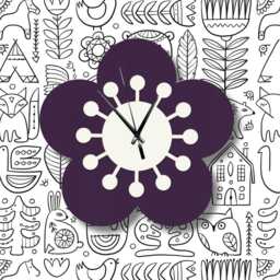 Flower Wall Clock - Dark Purple & Bone - thumbnail 2