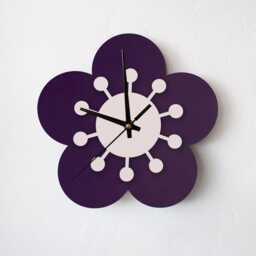 Flower Wall Clock - Dark Purple & Bone