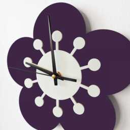 Flower Wall Clock - Dark Purple & Bone - thumbnail 3