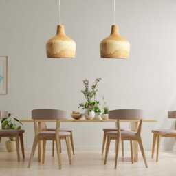 Flush Mount Light, Pendant Light For Kitchen Island, Walnut Ceiling Lamp, Round Chandelier - thumbnail 2