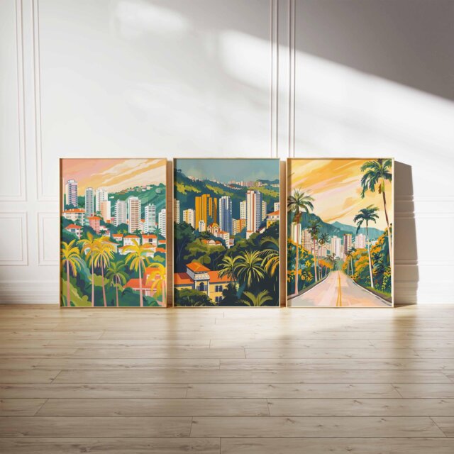 Set Of 3 Belo Horizonte Poster, Brazil South America Urban Cultural Travel Art, Print - image 1