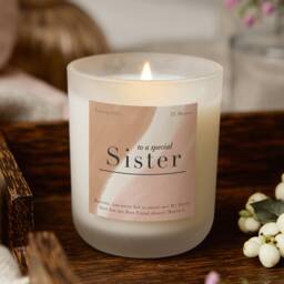 Personalised Sister Christmas Candle Frosted Glass Soy Wax Candle - thumbnail 1