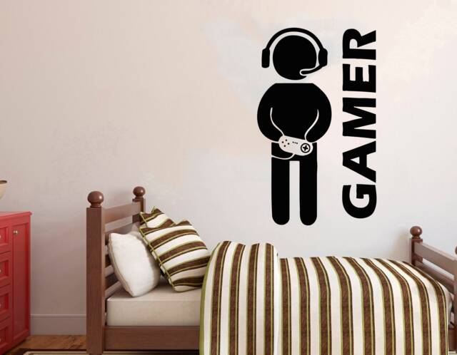 Gamer Wall Decal Video Game Controller Sticker, Gaming Room Decor, 2916 - image 1