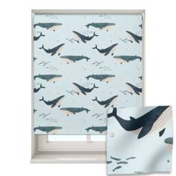 Whales & Fish Roller Blind, Children's Made To Measure, Underwater Blackout Blind - thumbnail 1