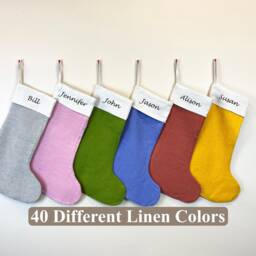 Linen Christmas Stockings - Personalized Family Decoration Gift For Her