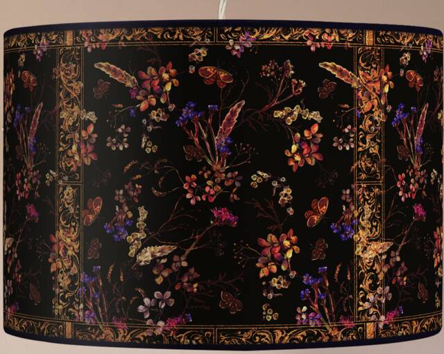 Lampshade Floor Lamp, Retro Vintage Artisanal Flowers - image 1