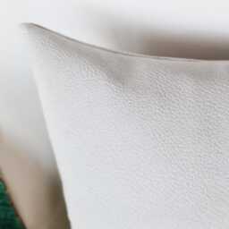Color Block Faux Leather Pillow Cover Cognac, Black & White - thumbnail 4