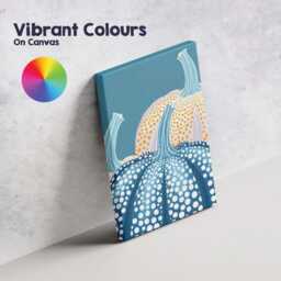 Blue & White Polka Dot Pumpkin Autumn Harvest Illustration Canvas Wall Art Print Decor Picture Ready To Hang - thumbnail 4