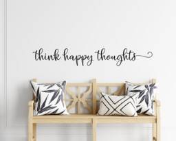 Think Happy Thoughts Wall Decal - Positive Positive Thinking Quote - Decor - thumbnail 1