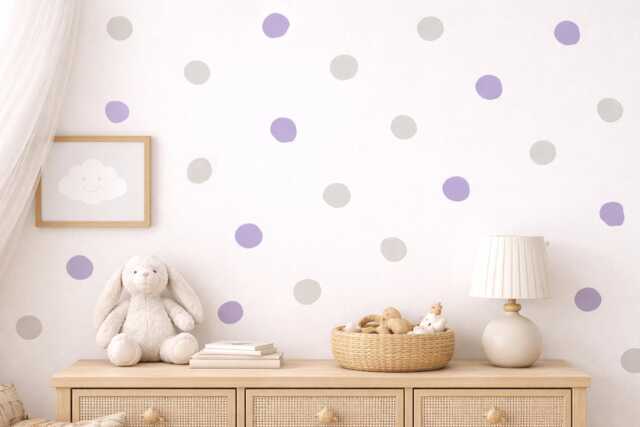 Polka Dot Wall Decals Set Of 60 - Circle Vinyl Stickers Modern Nursery Decor Removable Dots Renter Friendly Art - image 1