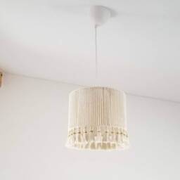 Neutral Fringe Lampshade Bohemian Chandelier, Macrame Light - thumbnail 2