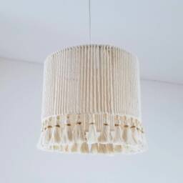 Neutral Fringe Lampshade Bohemian Chandelier, Macrame Light - thumbnail 3