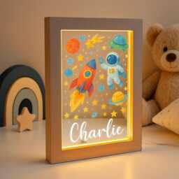 Personalised Led Space Lamp, Kids Night Light Gift, Stars Light, Birthday Gifts For Kids, Bedroom Nursery Table - thumbnail 1