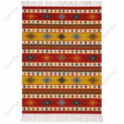 Hand Woven Turkish Kilim Rug Dhurry Wool 8x10 Ft Geometric Flatwoven Large Custom Rug - thumbnail 1