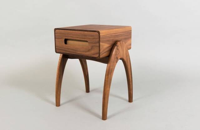 Retrospect Side Table With Leather Lined Drawer - Bedside Table - image 1
