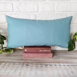 Modern Faux Leather Lumbar Pillow Cover 3-Piece Design - thumbnail 2