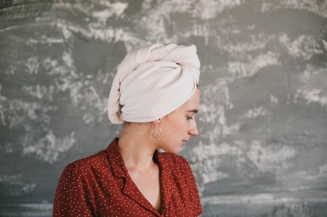 Linen Turban Hair Towel With Custom Embroidery Head Turban Bath Sauna Spa Bath Shower Natural Wrap - image 1