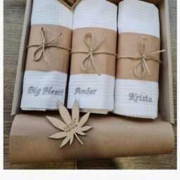 Linen Turban Hair Towel With Custom Embroidery Head Turban Bath Sauna Spa Bath Shower Natural Wrap - thumbnail 4