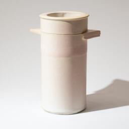 Handmade Sculptural Ceramic Vase Form Fired To Stoneware Temperature in A Satin Finish Frosted White Glaze With Pale Ochre Blush - thumbnail 3