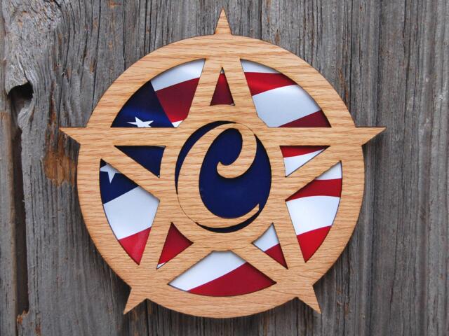 Wood Monogram Sign Decor, Star Wall Hanging, Farmhouse Decor With Letter - image 1