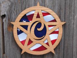 Wood Monogram Sign Decor, Star Wall Hanging, Farmhouse Decor With Letter - thumbnail 1