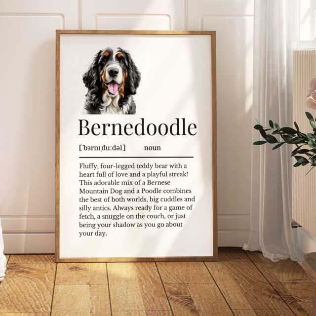Bernedoodle Definition Print, Wall Print For Owner, Frug Dog Owner Gift, Mum, Bernese Cross, Poodle Cross - image 1
