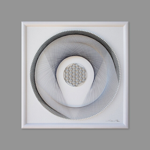 Flower Of Life String Art - White 3D Sacred Geometry Wall Decor Framed - image 1
