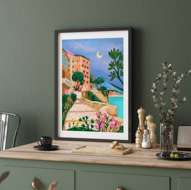 Monaco Print, French Riviera Poster, Illustrated Travel A5/A4 A3 A2 A1 - image 1