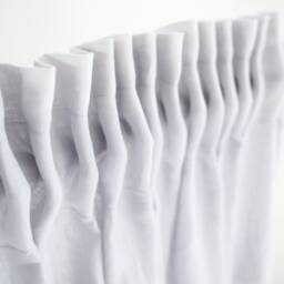 Light Gray Linen Curtain Panel With Ruffle, Farmhouse Style - thumbnail 2