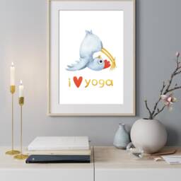 Yoga Pose Print, Funny Yoga Wall Chicken in Position, Home Decor, Lover Gift - thumbnail 2