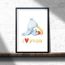 Yoga Pose Print, Funny Yoga Wall Chicken in Position, Home Decor, Lover Gift - thumbnail 3
