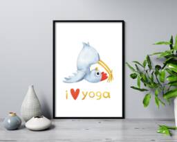 Yoga Pose Print, Funny Yoga Wall Chicken in Position, Home Decor, Lover Gift - thumbnail 1