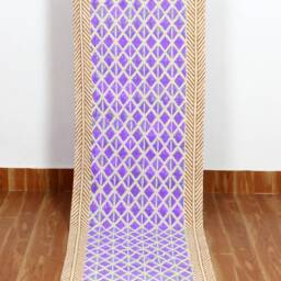 Hand Block Printed Cotton Hallway Runner Rug - Green Geometric - thumbnail 4