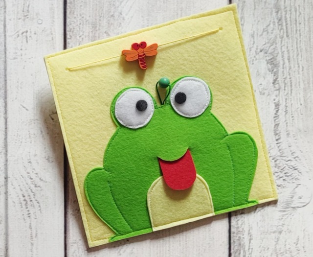Felt Frog Fidget Toy Quiet Book Page For Baby - image 1