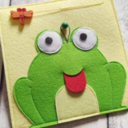 Felt Frog Fidget Toy Quiet Book Page For Baby - thumbnail 4
