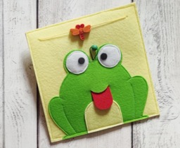 Felt Frog Fidget Toy Quiet Book Page For Baby - thumbnail 1