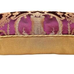 Lumbar Throw Pillow Cushion Cover Silk Brocade Rubelli Fabric Amethyst & Gold Aida Pattern - Made in Italy - thumbnail 2