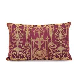 Lumbar Throw Pillow Cushion Cover Silk Brocade Rubelli Fabric Amethyst & Gold Aida Pattern - Made in Italy