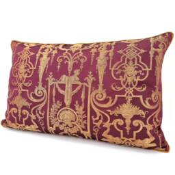 Lumbar Throw Pillow Cushion Cover Silk Brocade Rubelli Fabric Amethyst & Gold Aida Pattern - Made in Italy - thumbnail 4